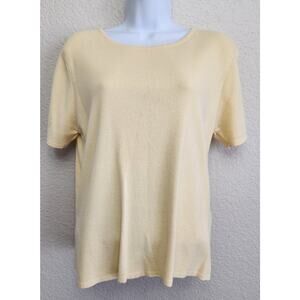 Draper's & Damon's Yellow Tight Knit Round Neck Top PL Lightweight Stretch Soft